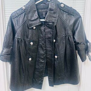 INC International Concepts Shiny Black Leather Jacket
